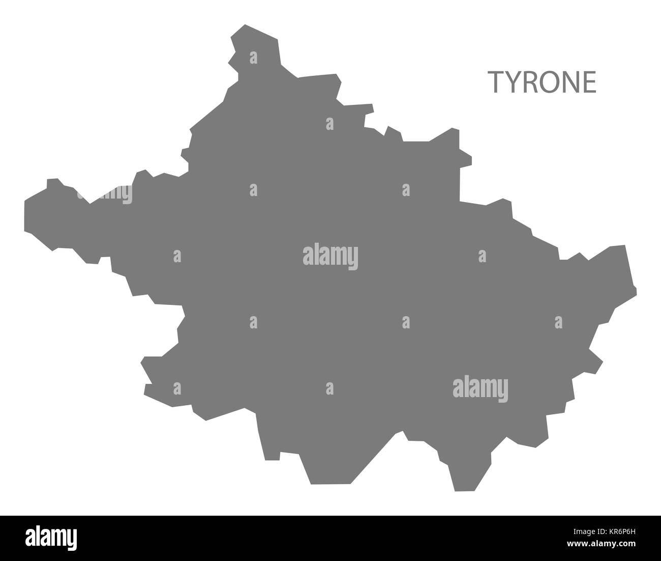 Tyrone Northern Ireland Map grey Stock Photo