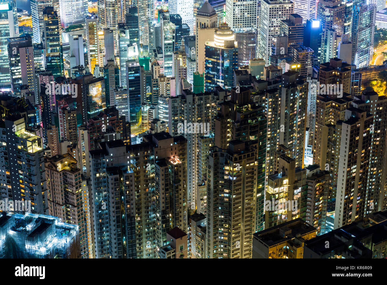 Hong Kong building at night Stock Photo - Alamy