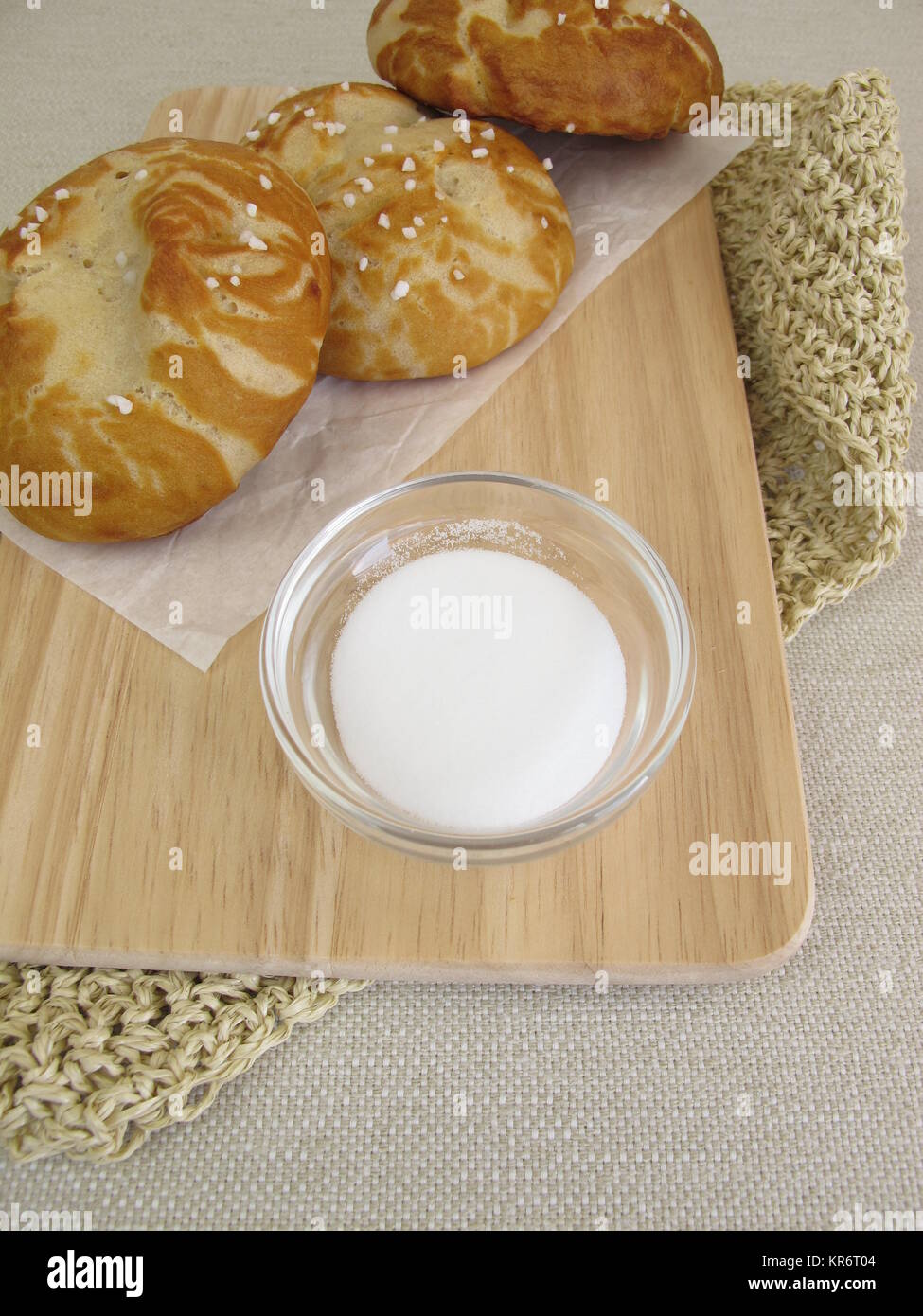 homebaked pretzel bread and baking soda for sodium hydroxide solution