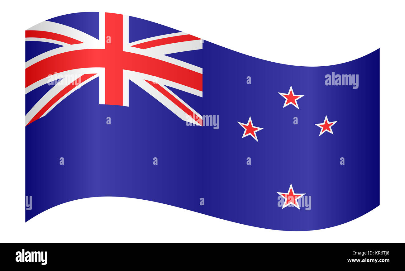 Flag of New Zealand waving on white background Stock Photo Alamy
