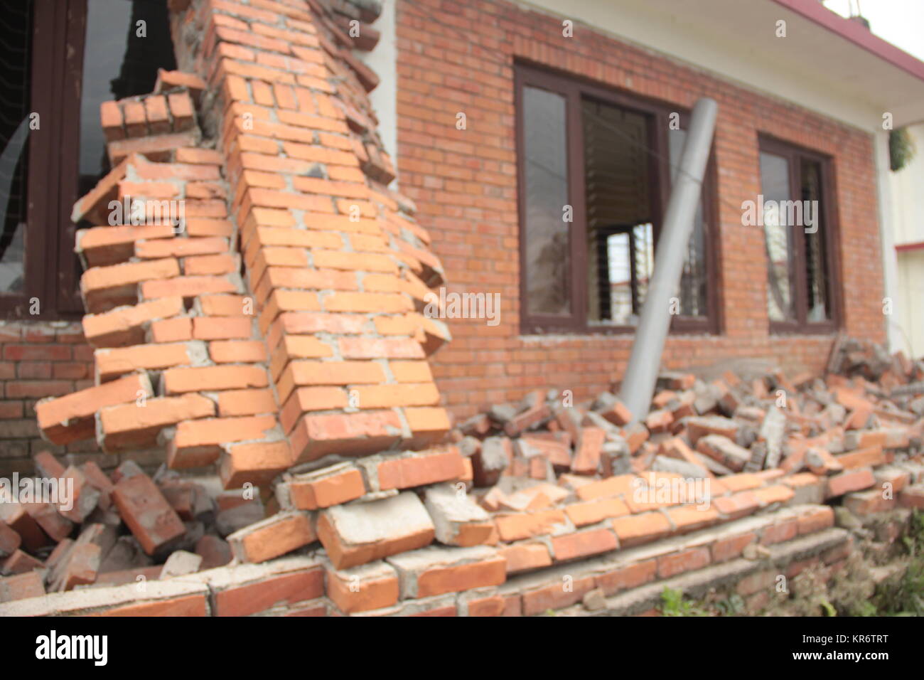 Building damage in 2015 Earthquake in Nepal Stock Photo