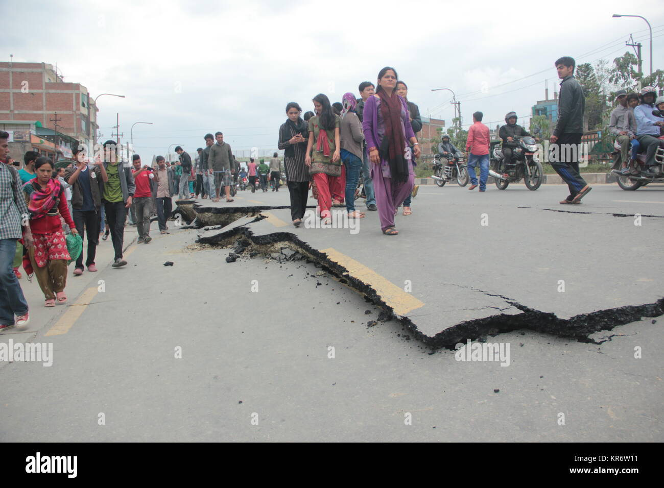 Building damage in 2015 Earthquake in Nepal Stock Photo