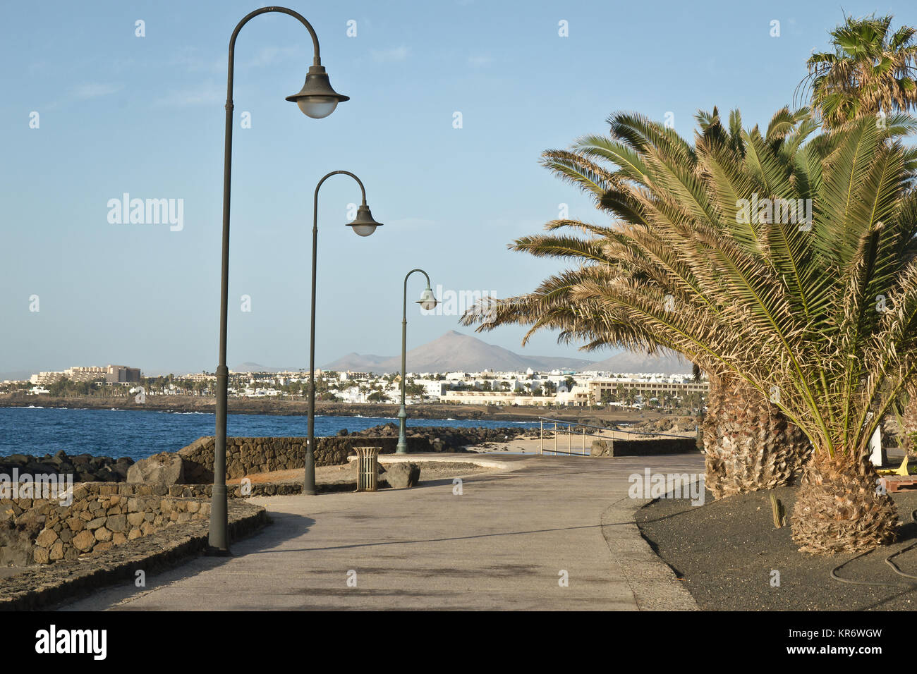 Promenade in Costa Teguise, Lanzarote, Spain Stock Photo