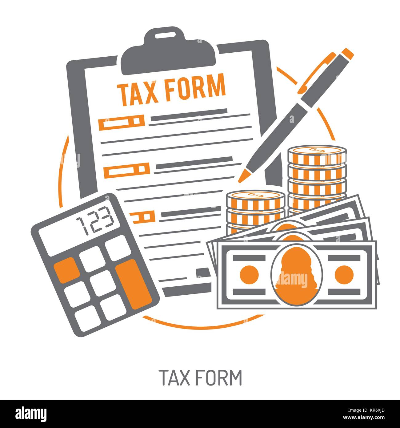 Tax calculation, payment, accounting, paperwork concept Stock Vector