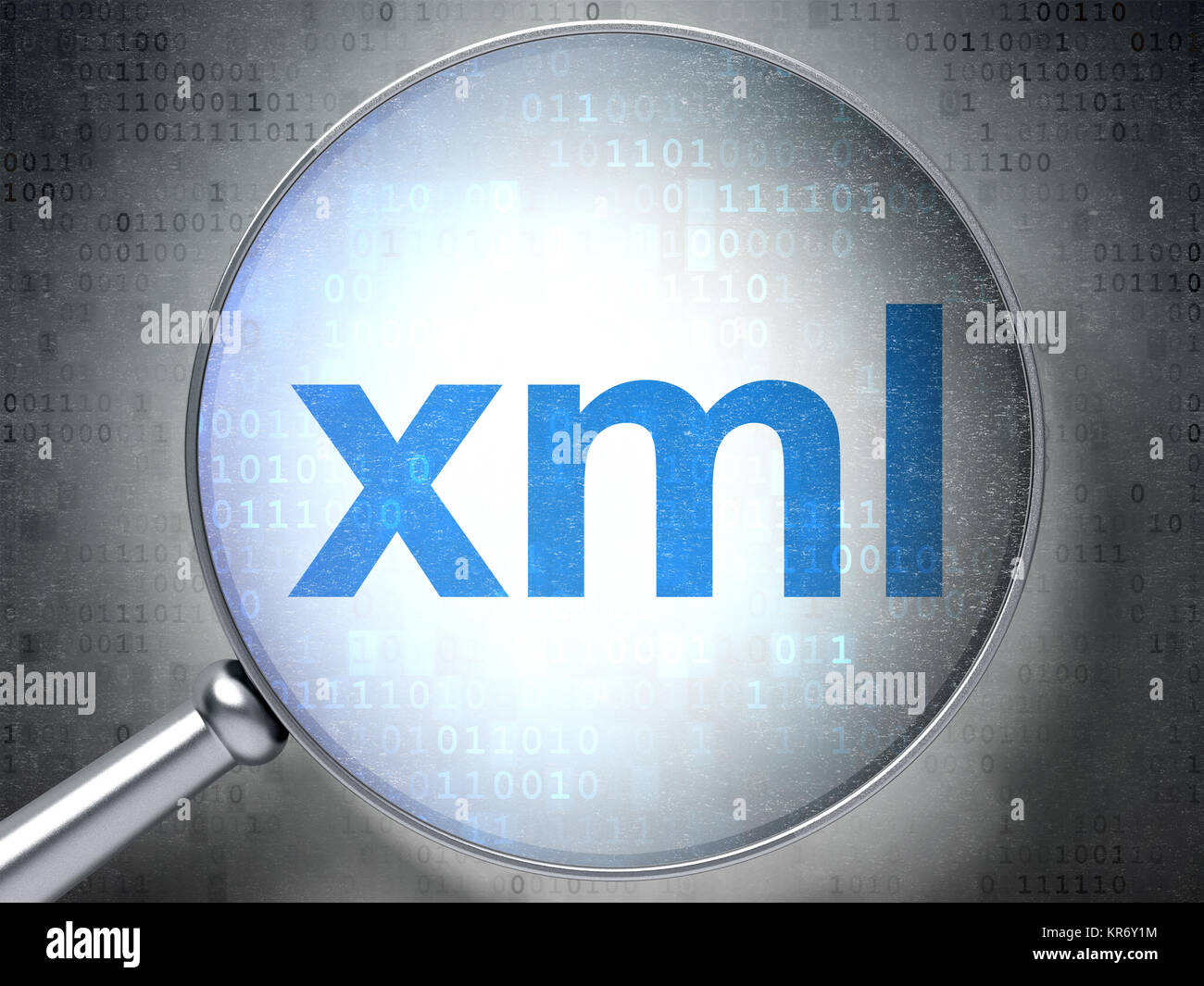 Database concept: Xml with optical glass Stock Photo
