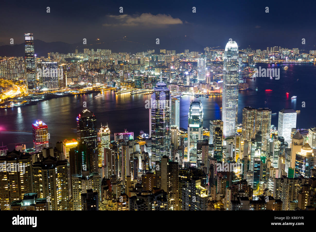 Hong Kong building at night Stock Photo - Alamy