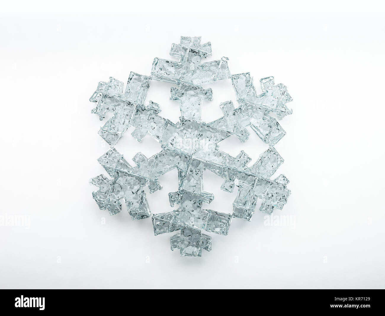 Icy snowflake on white background. 3D rendering Stock Photo - Alamy