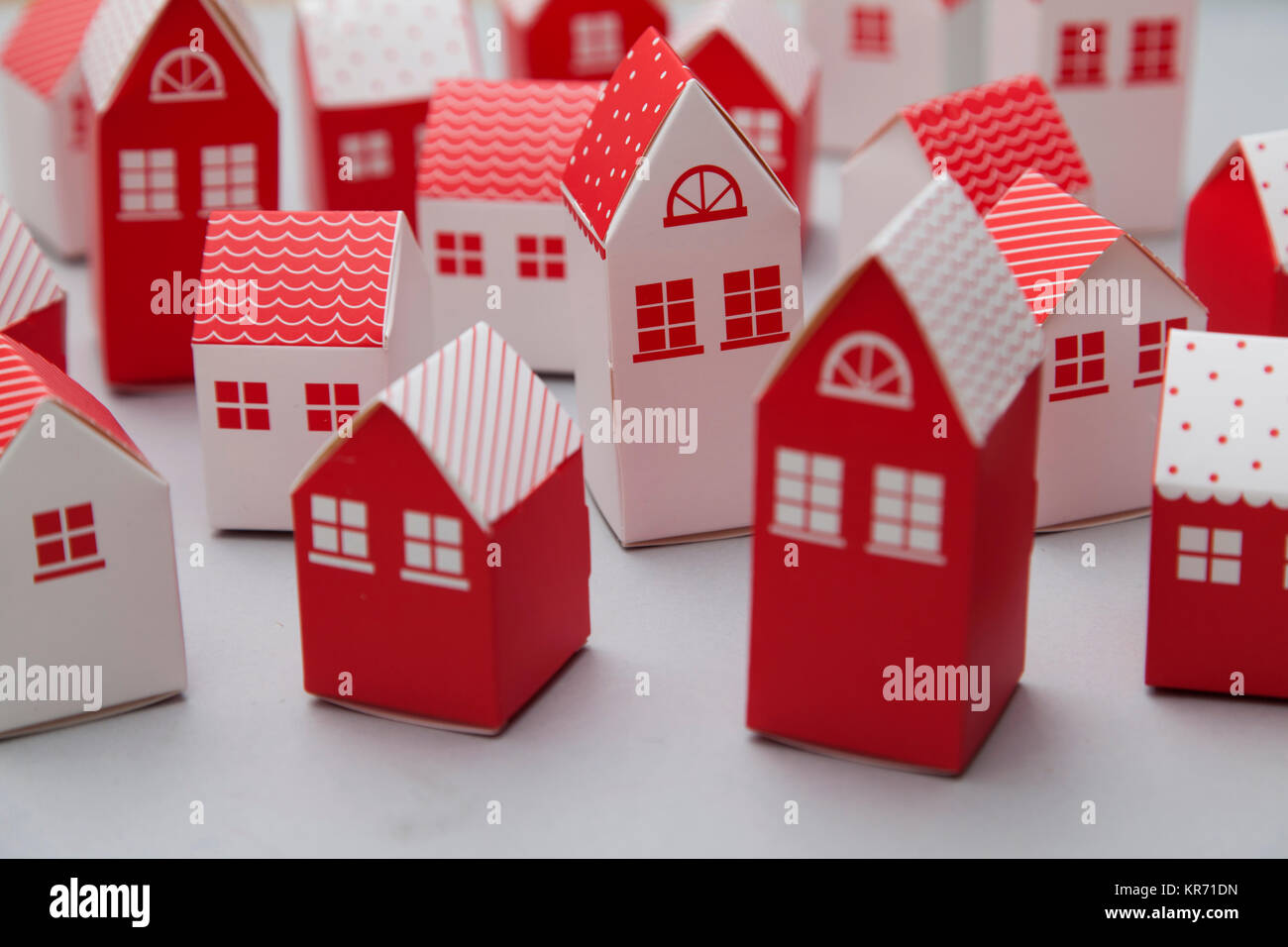 Collection of red and white houses background Stock Photo - Alamy