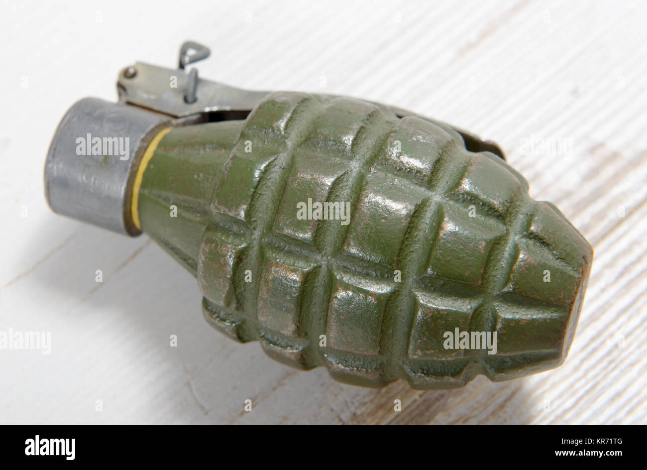 Hand grenade in green color Stock Photo