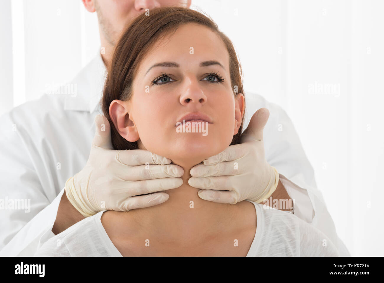 Woman Getting Thyroid Gland Control Stock Photo Alamy