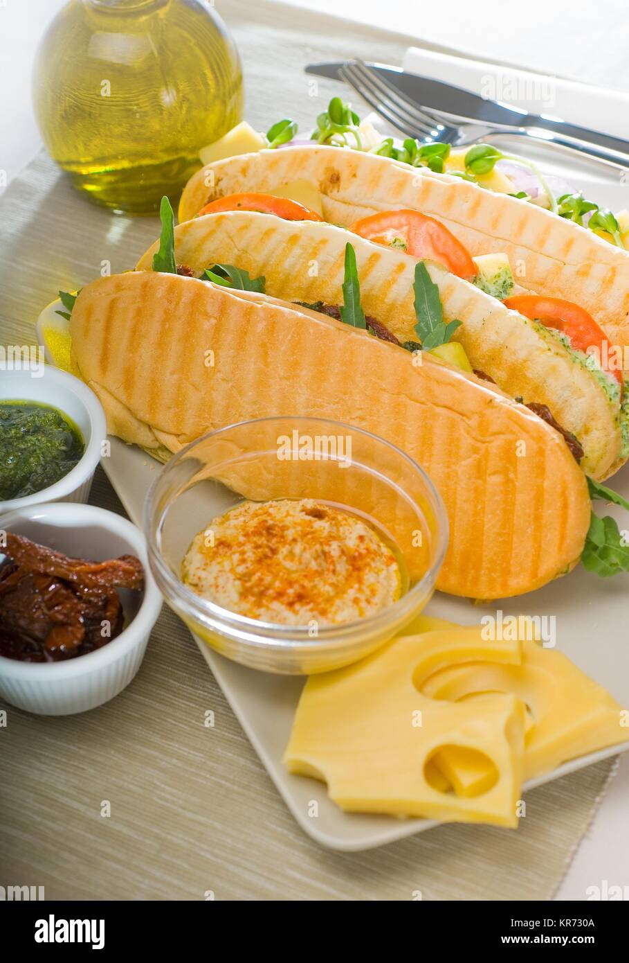 assorted panini sandwich Stock Photo
