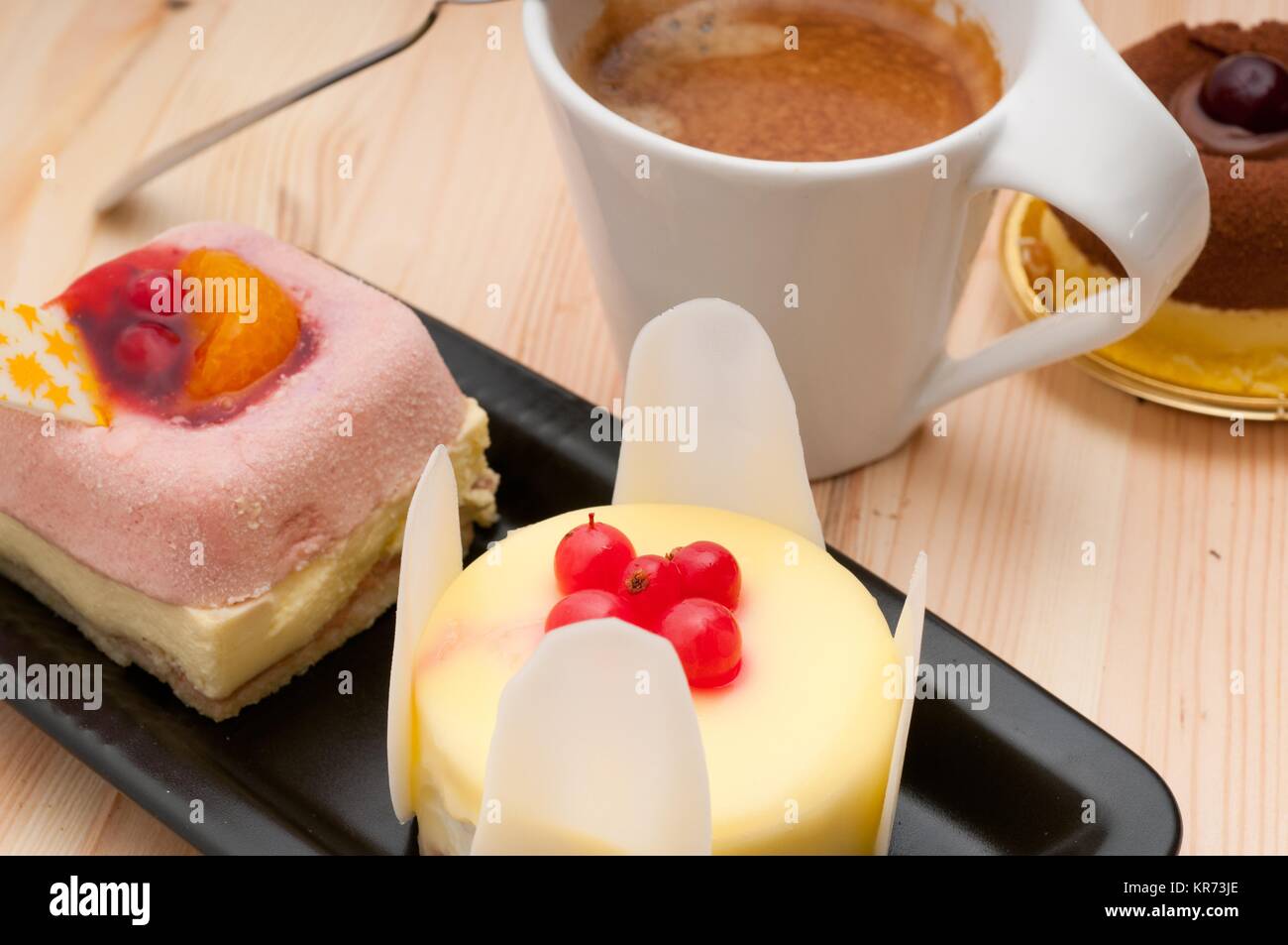 espresso coffee and fruit cake Stock Photo Alamy