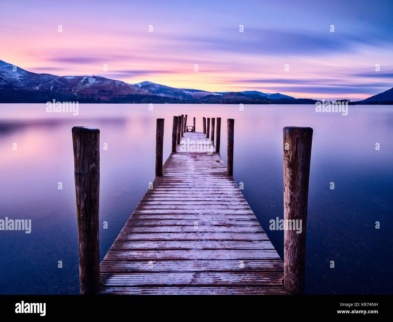 Ashness Jetty, Derwent Water, Lake District, England. Long Exposure of