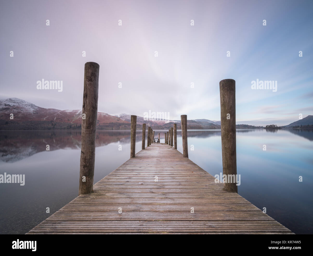 Ashness Jetty, Derwent Water, Lake District, England. Long Exposure of