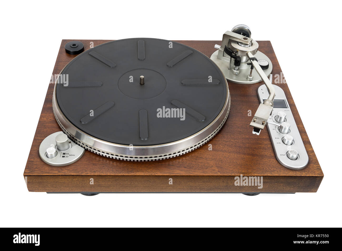 old vinyl player on white background Stock Photo Alamy