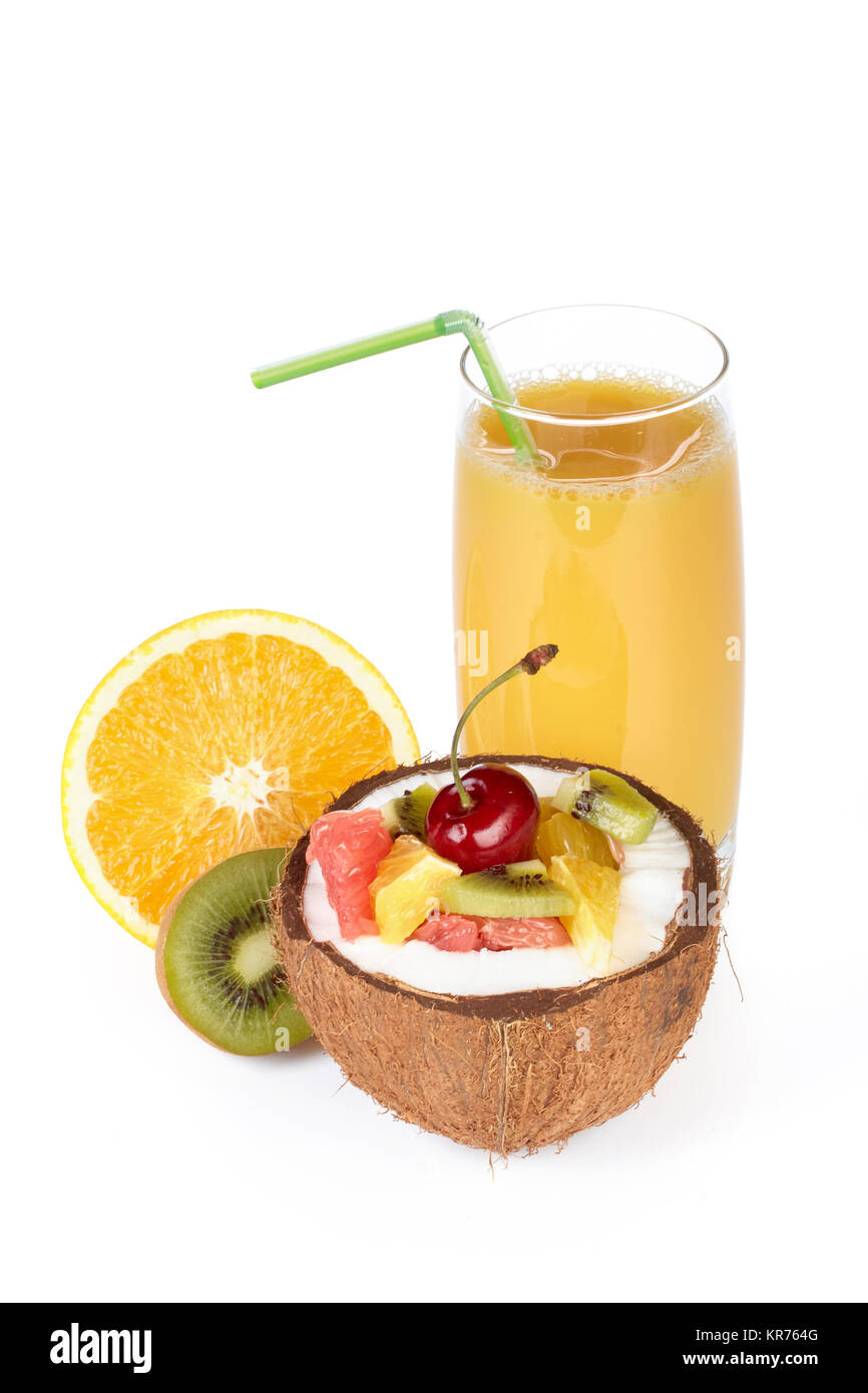 Fresh fruit salad and juice Stock Photo Alamy
