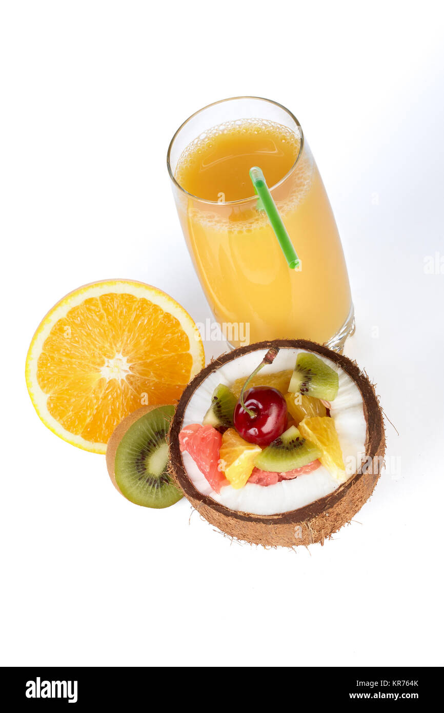 Fresh fruit salad and juice Stock Photo Alamy