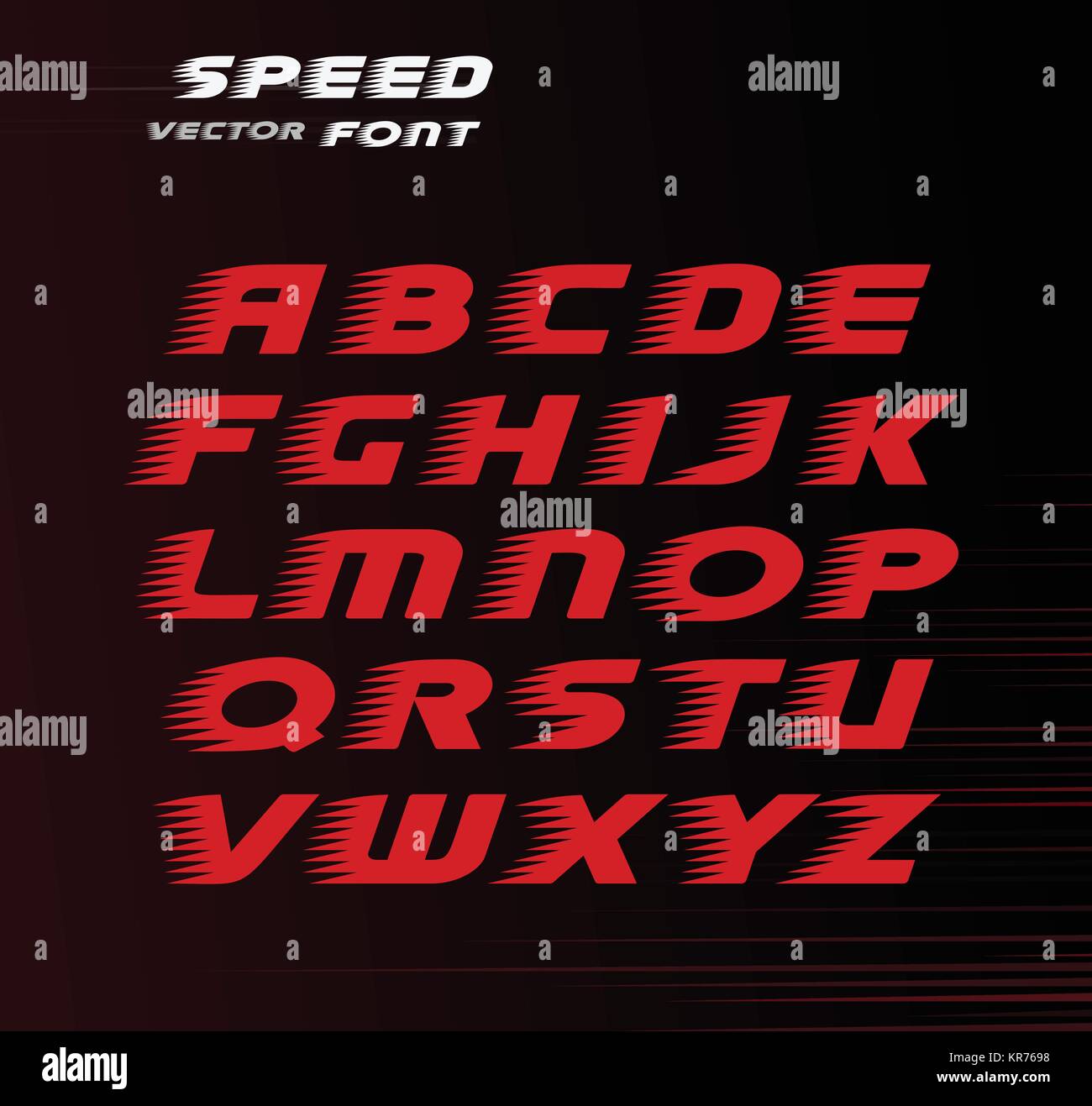 Red Racing Letters Sport vector font, red color alphabet for carting, race, logistics ...