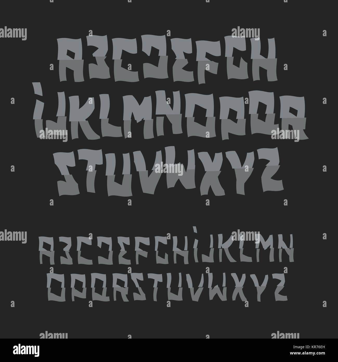 Halloween abstract font. Zombie style alphabet. Cartoon evil ABC. Vector logo set. Stock Vector