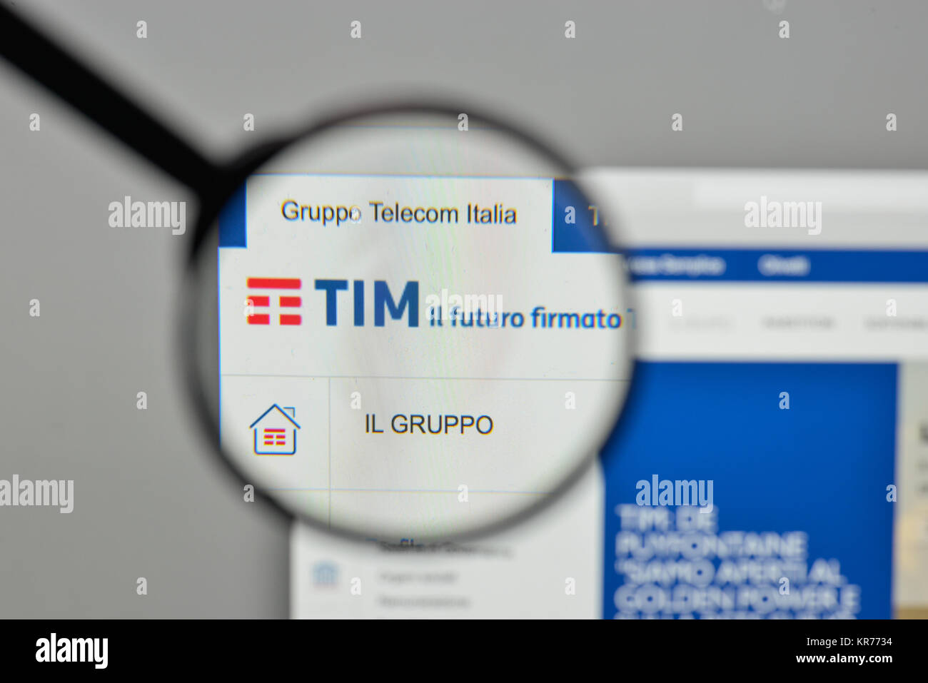 Milan, Italy - November 1, 2017: Telecom Italia logo on the website homepage. Stock Photo