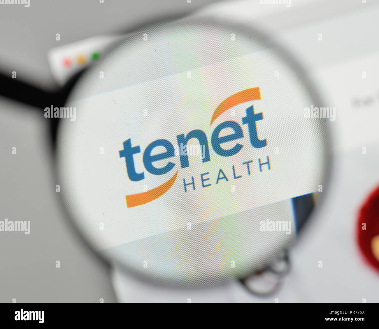 Milan, Italy - November 1, 2017: Tenet Healthcare logo on the website homepage. Stock Photo