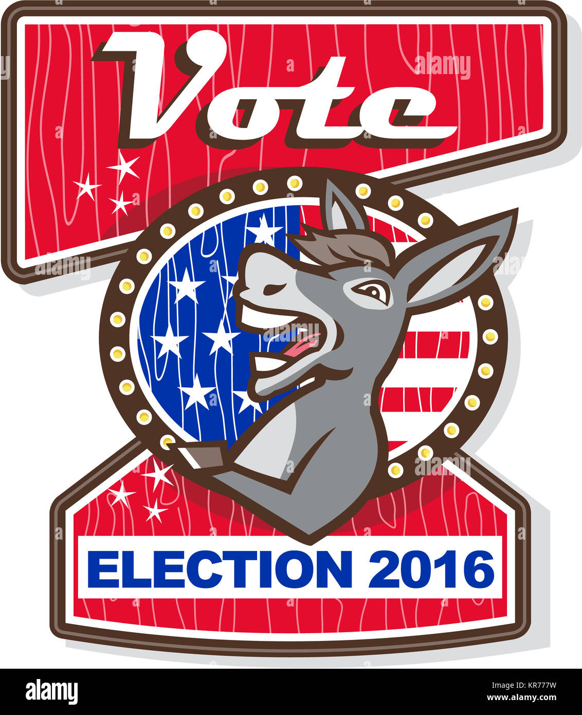 Vote Election 2016 Democrat Donkey Mascot Cartoon Stock Photo