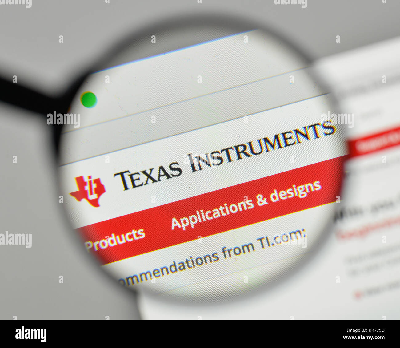 Milan, Italy November 1, 2017 Texas Instruments logo on the website