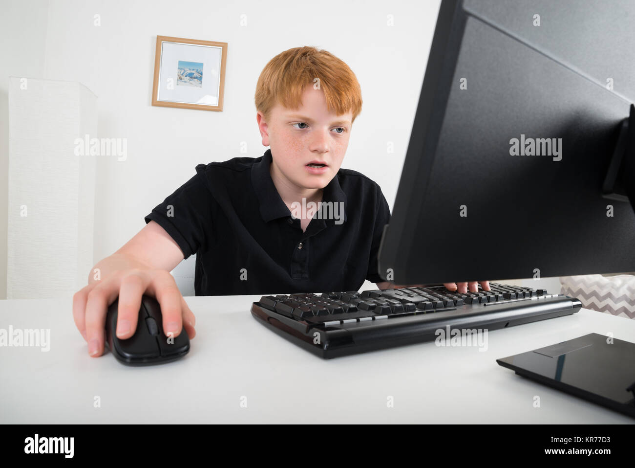 Child Using Computer Stock Photo - Alamy
