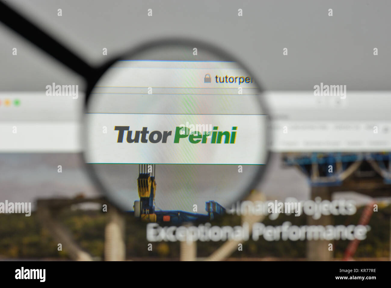 Milan, Italy - November 1, 2017: Tutor Perini logo on the website homepage. Stock Photo