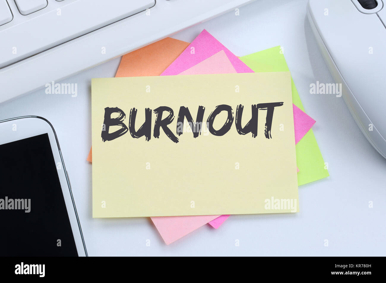 burnout sick disease in job stress business concept desk Stock Photo