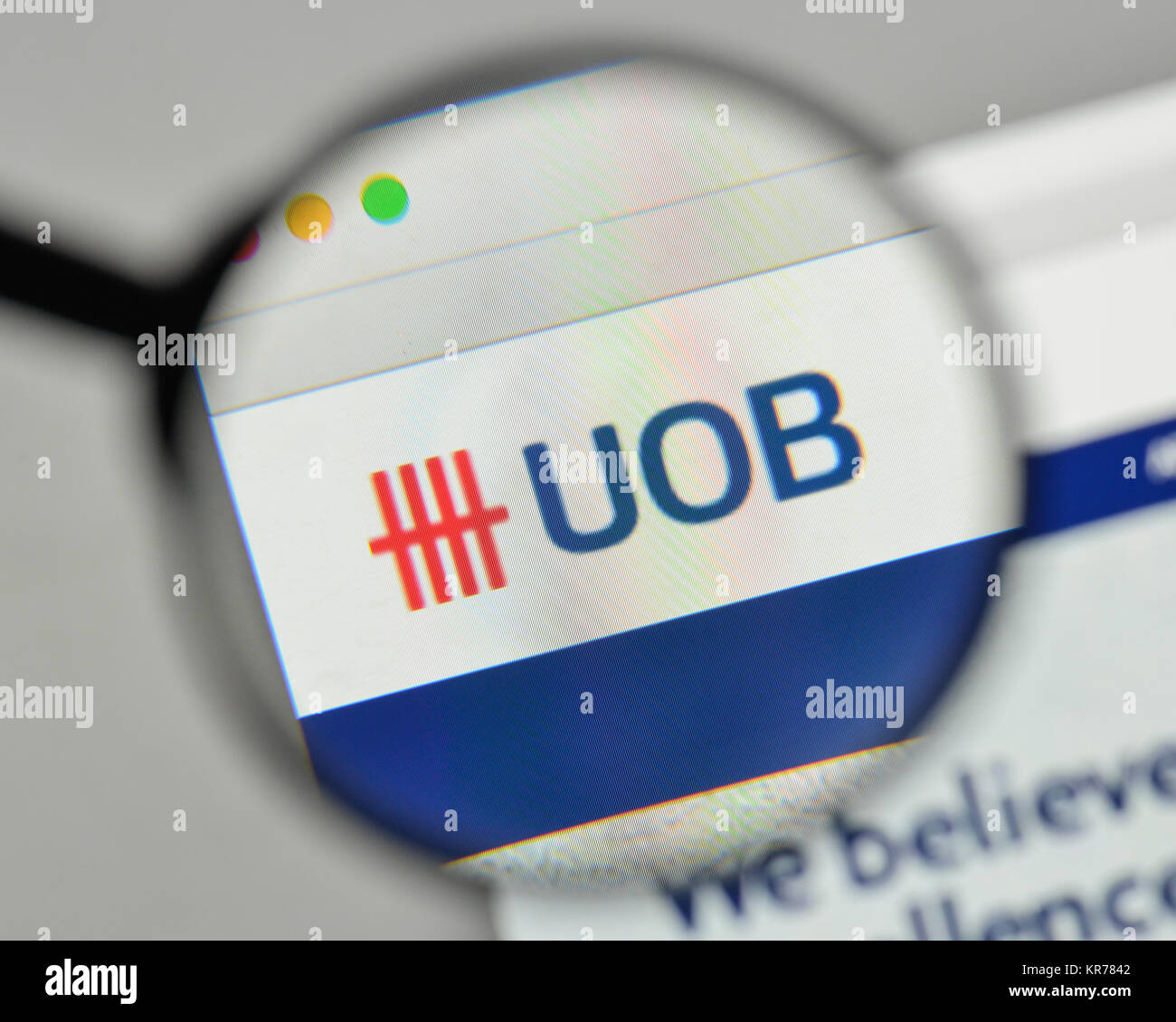 Milan, Italy - November 1, 2017: UOB logo on the website homepage. Stock Photo