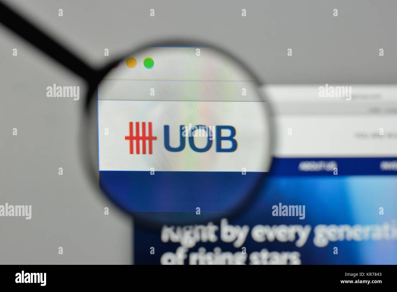 Milan, Italy - November 1, 2017: UOB logo on the website homepage. Stock Photo