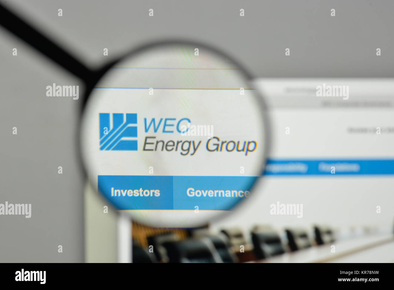 Milan, Italy - November 1, 2017: WEC Energy Group logo on the website homepage. Stock Photo