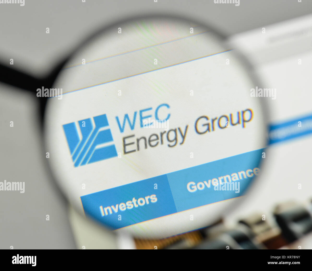 Milan, Italy - November 1, 2017: WEC Energy Group logo on the website homepage. Stock Photo