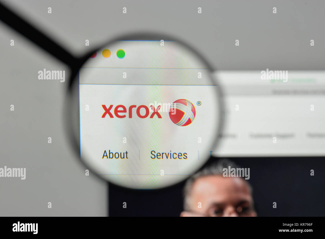 Milan, Italy - November 1, 2017: Xerox logo on the website homepage. Stock Photo