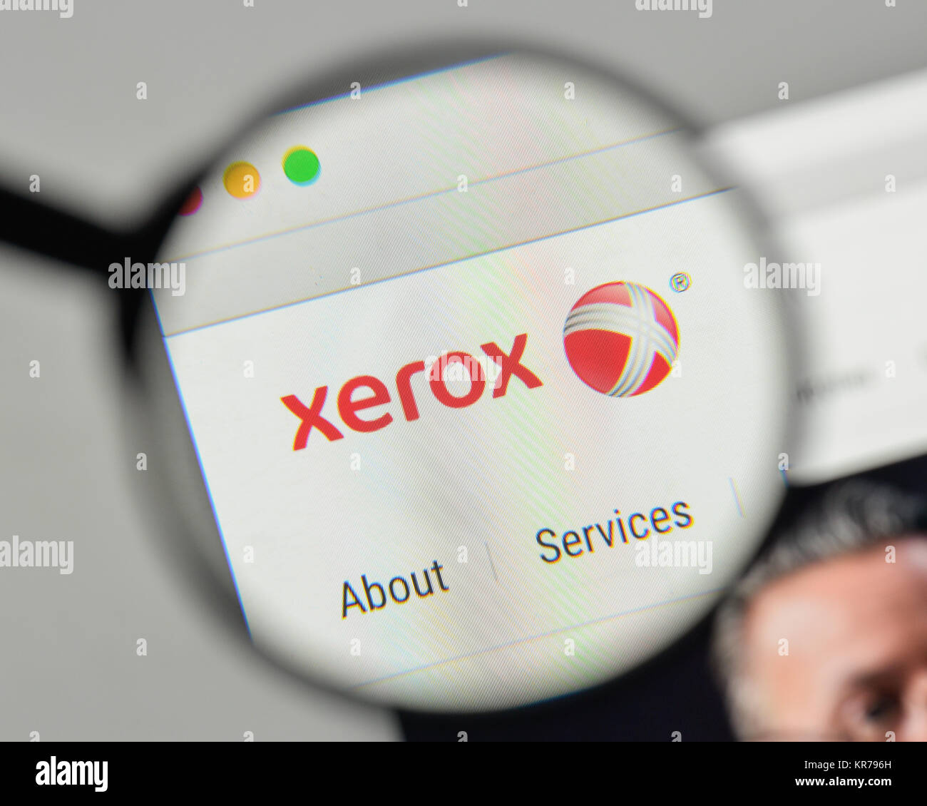 Milan, Italy - November 1, 2017: Xerox logo on the website homepage. Stock Photo