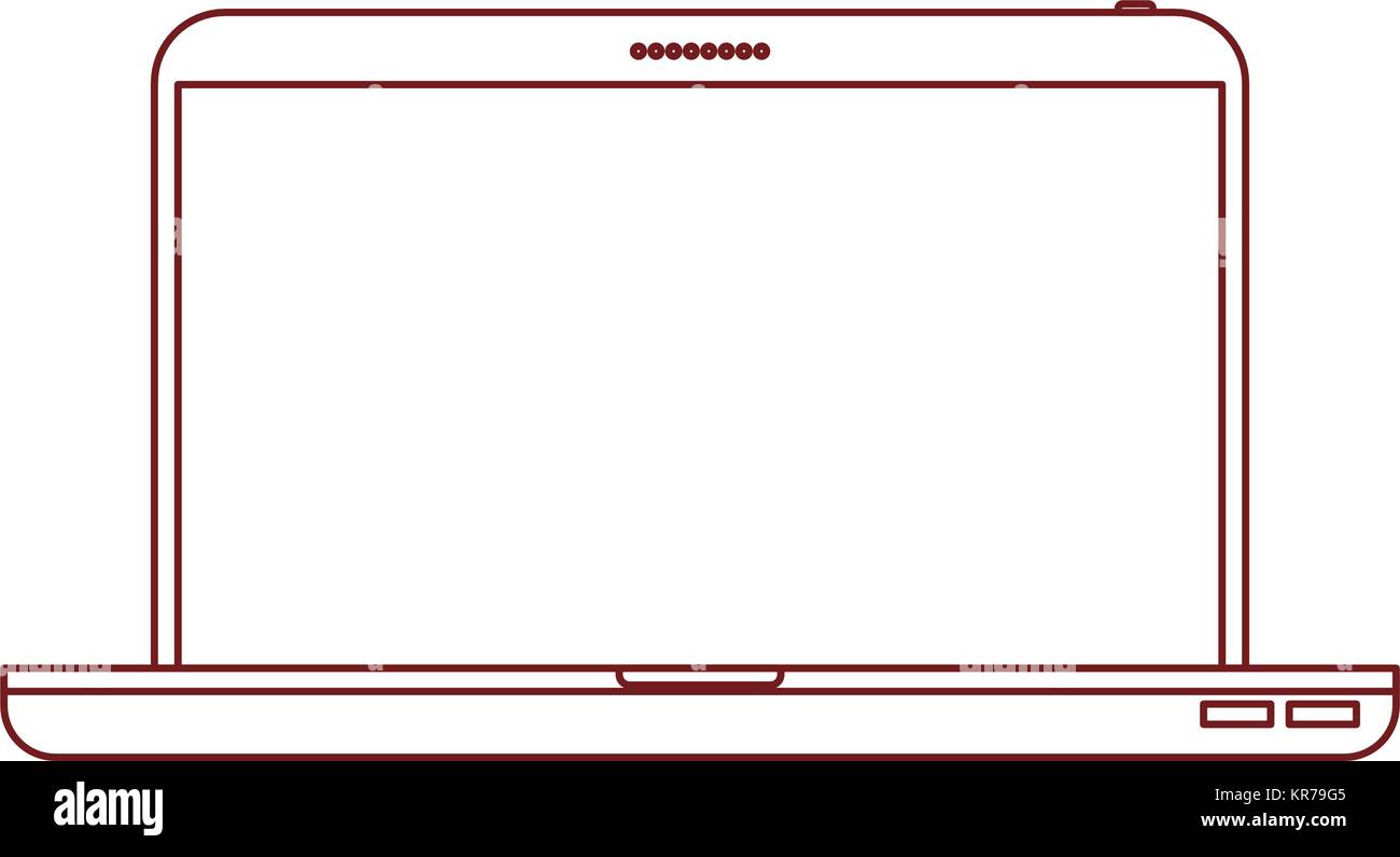 laptop computer front view in dark red contour Stock Vector Image & Art ...