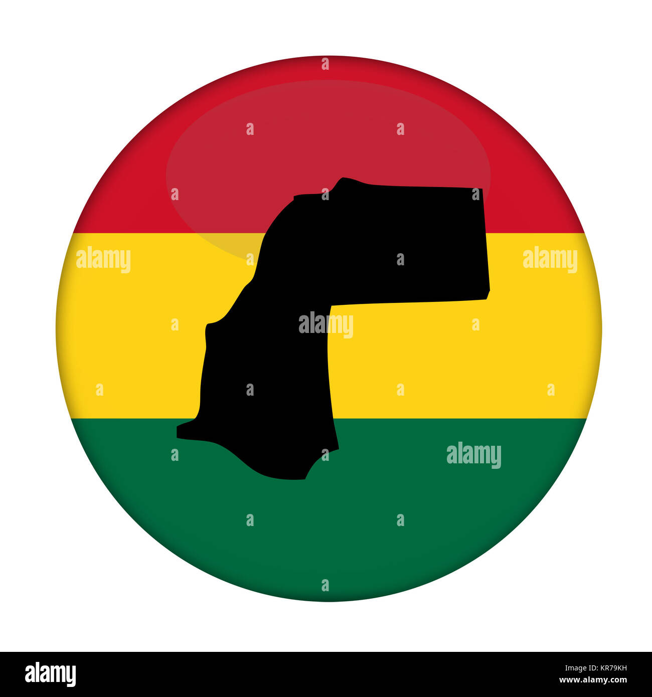 Western Sahara map on a Rastafarian flag button Stock Photo