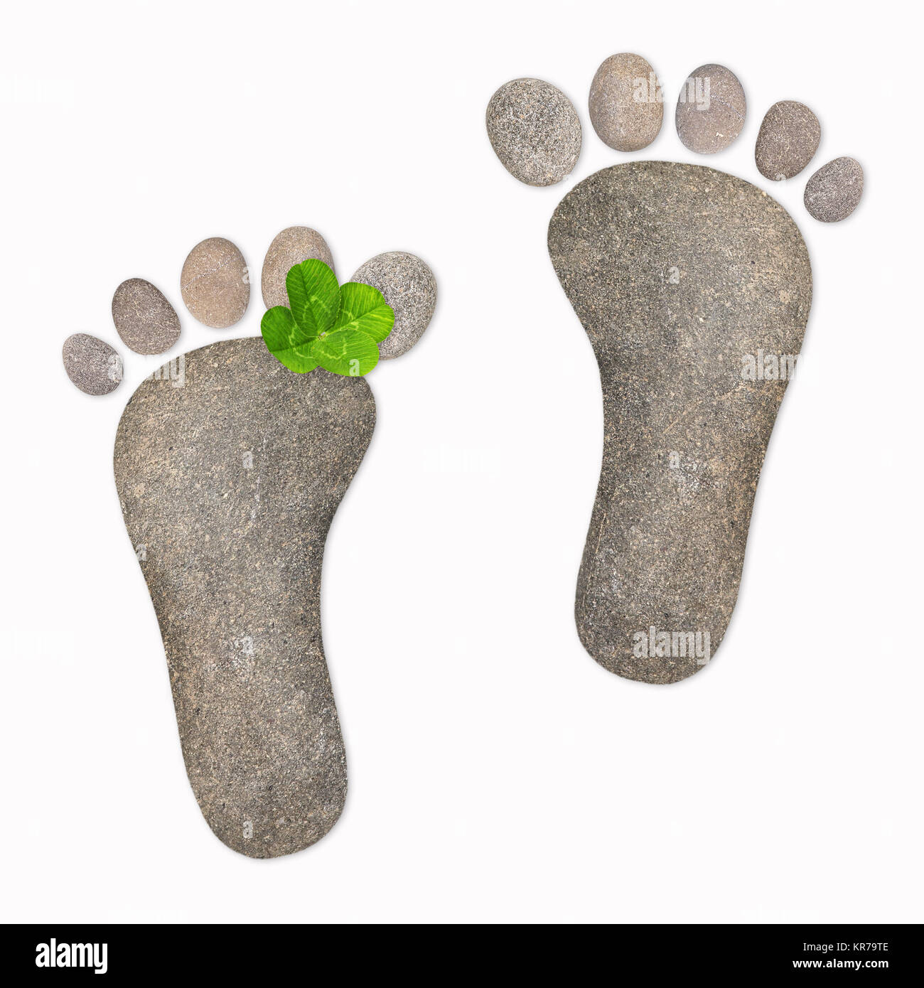 footprints with glÃ¼cksklee Stock Photo