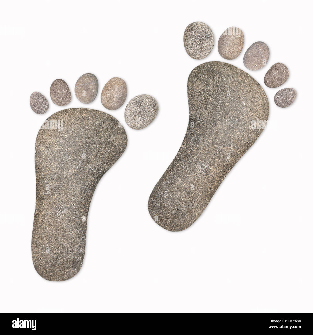 footprints of stones Stock Photo