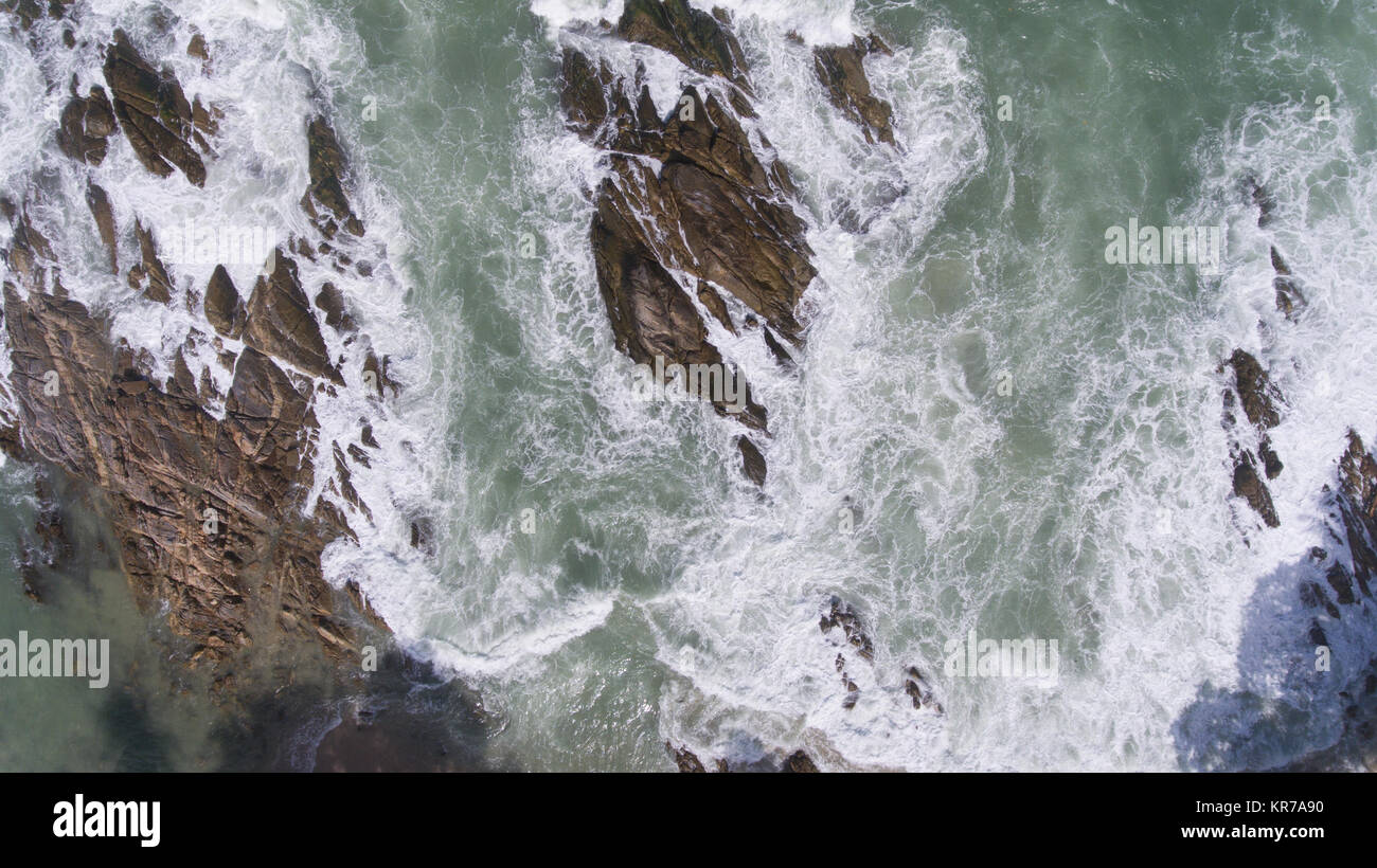 Aerial view of ocean waves and fantastic Rocky coast Stock Photo - Alamy