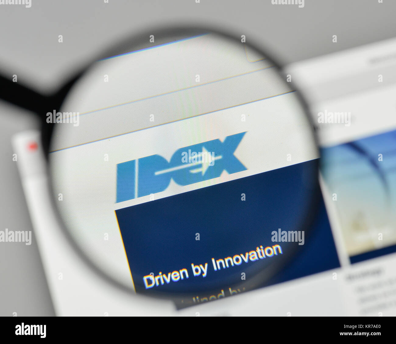 Milan, Italy - November 1, 2017: IDEX logo on the website homepage. Stock Photo