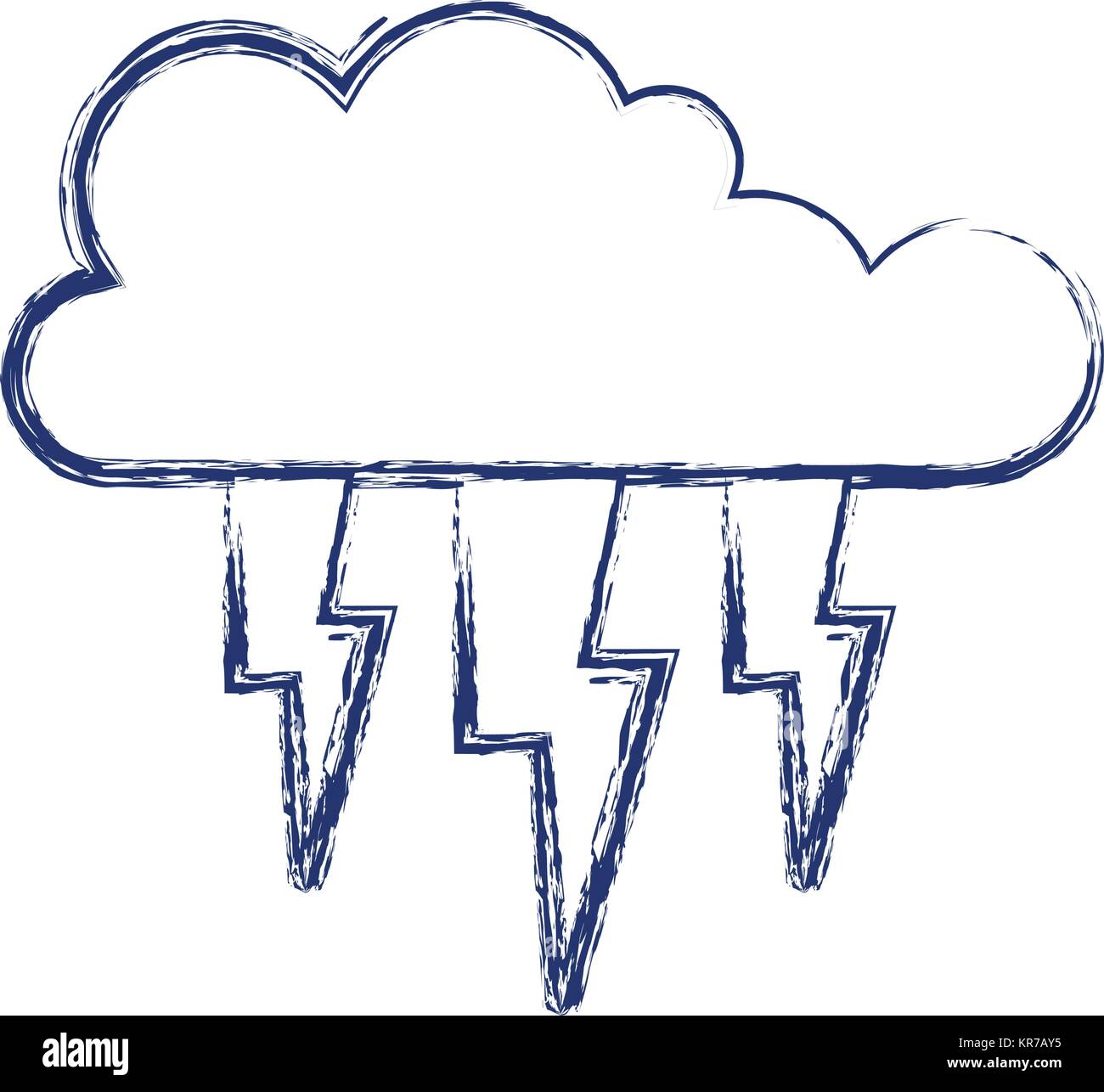 cloud with lightnings in dark blue blurred silhouette Stock Vector ...