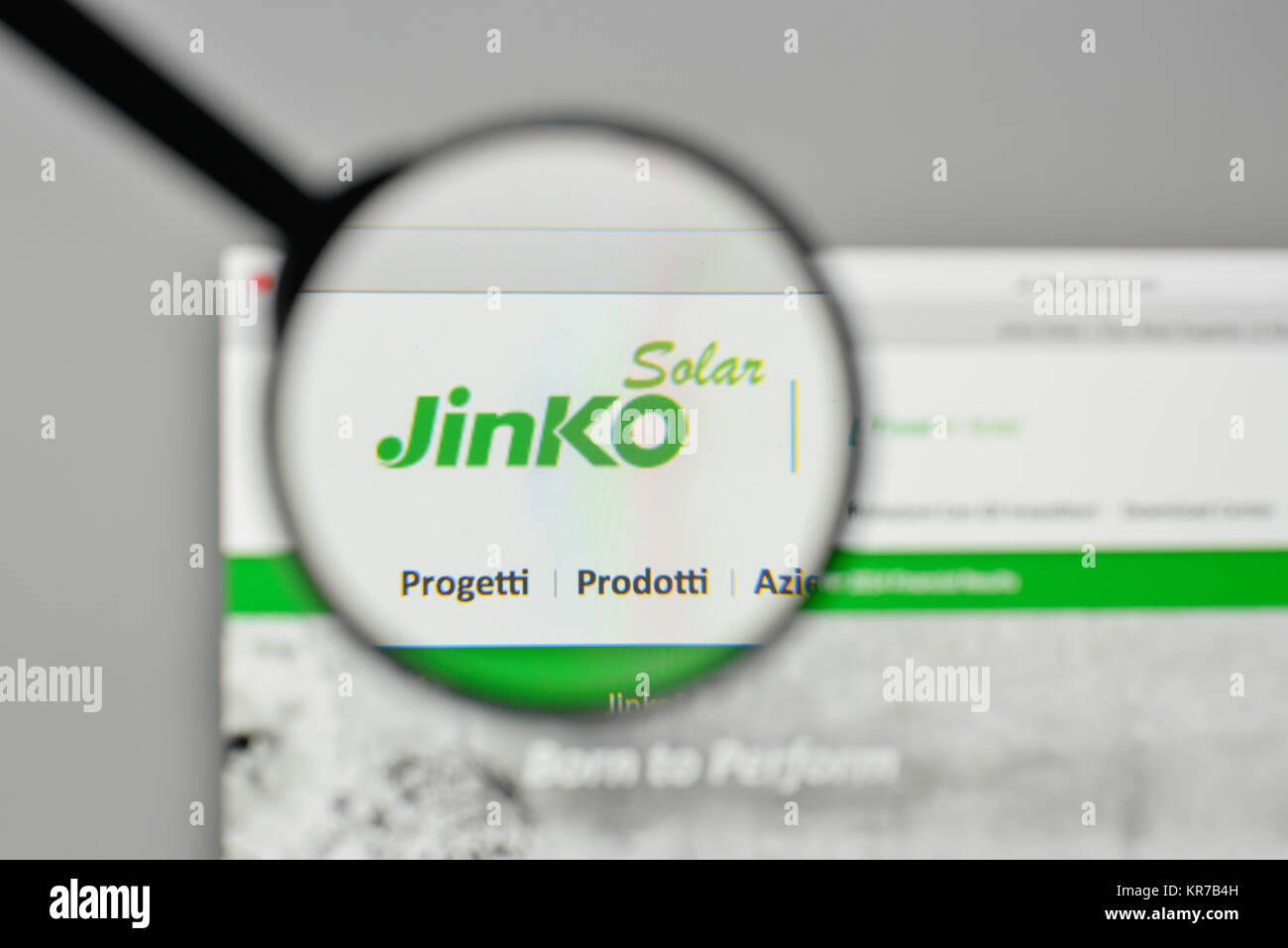 Milan, Italy - November 1, 2017: Jinko Solar Holding logo on the website homepage. Stock Photo