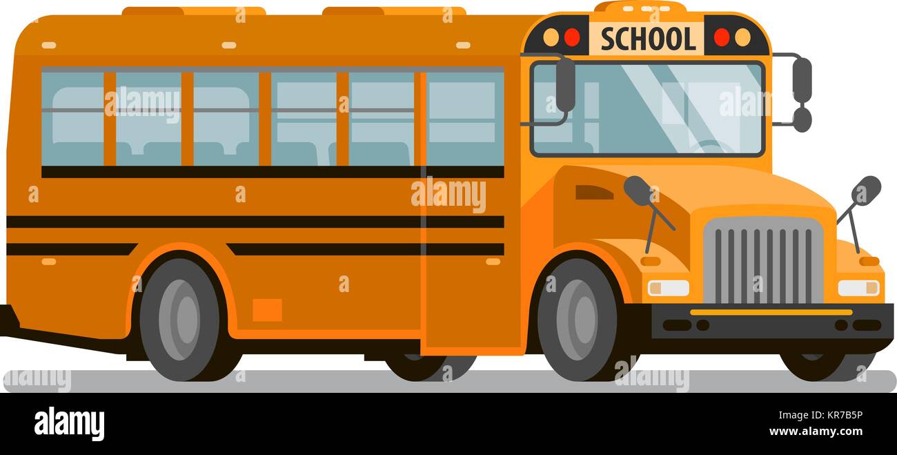 Yellow school bus. Transportation of students and pupils. Vector illustration Stock Vector