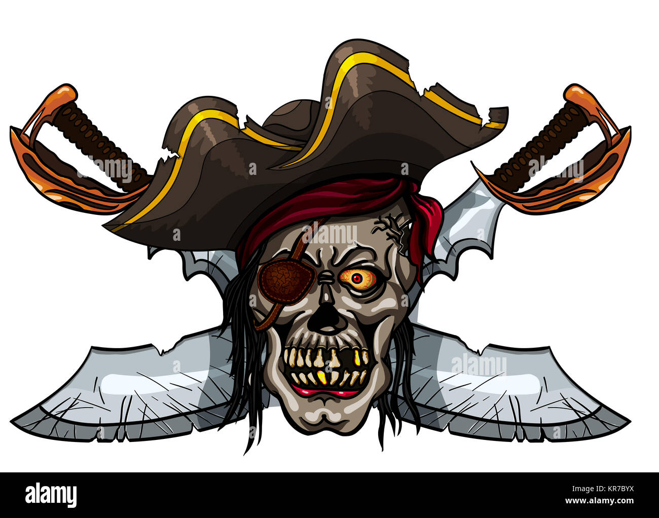 Pirate skull and crossed swords Stock Photo - Alamy