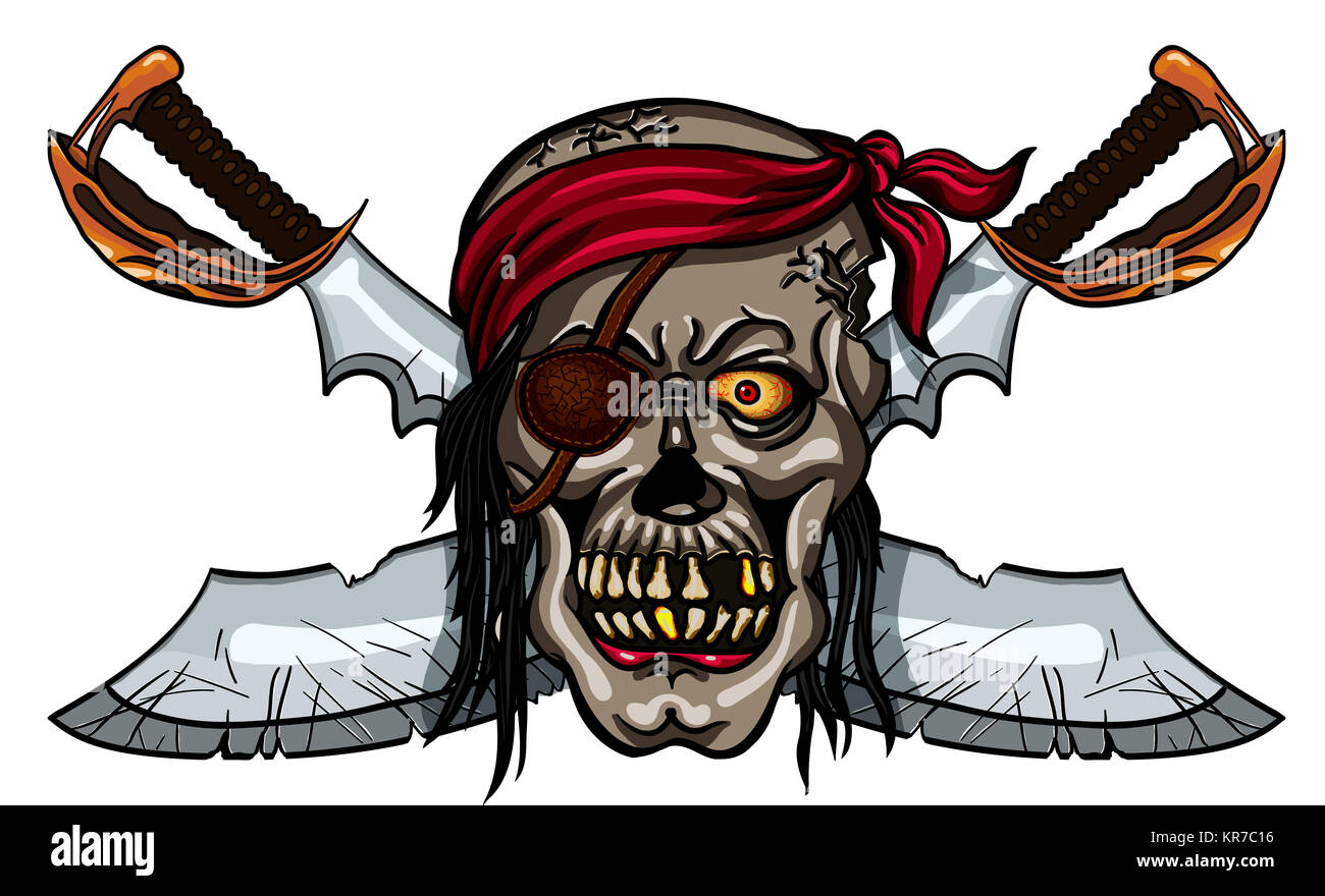 Pirate skull and crossed swords Stock Photo - Alamy