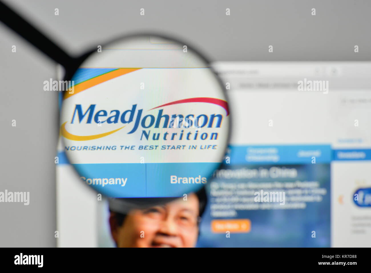 Milan, Italy November 1, 2017 Mead Johnson Nutrition logo on the