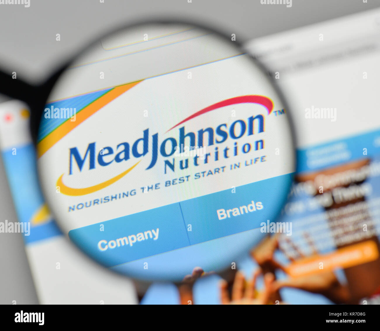 Milan, Italy November 1, 2017 Mead Johnson Nutrition logo on the
