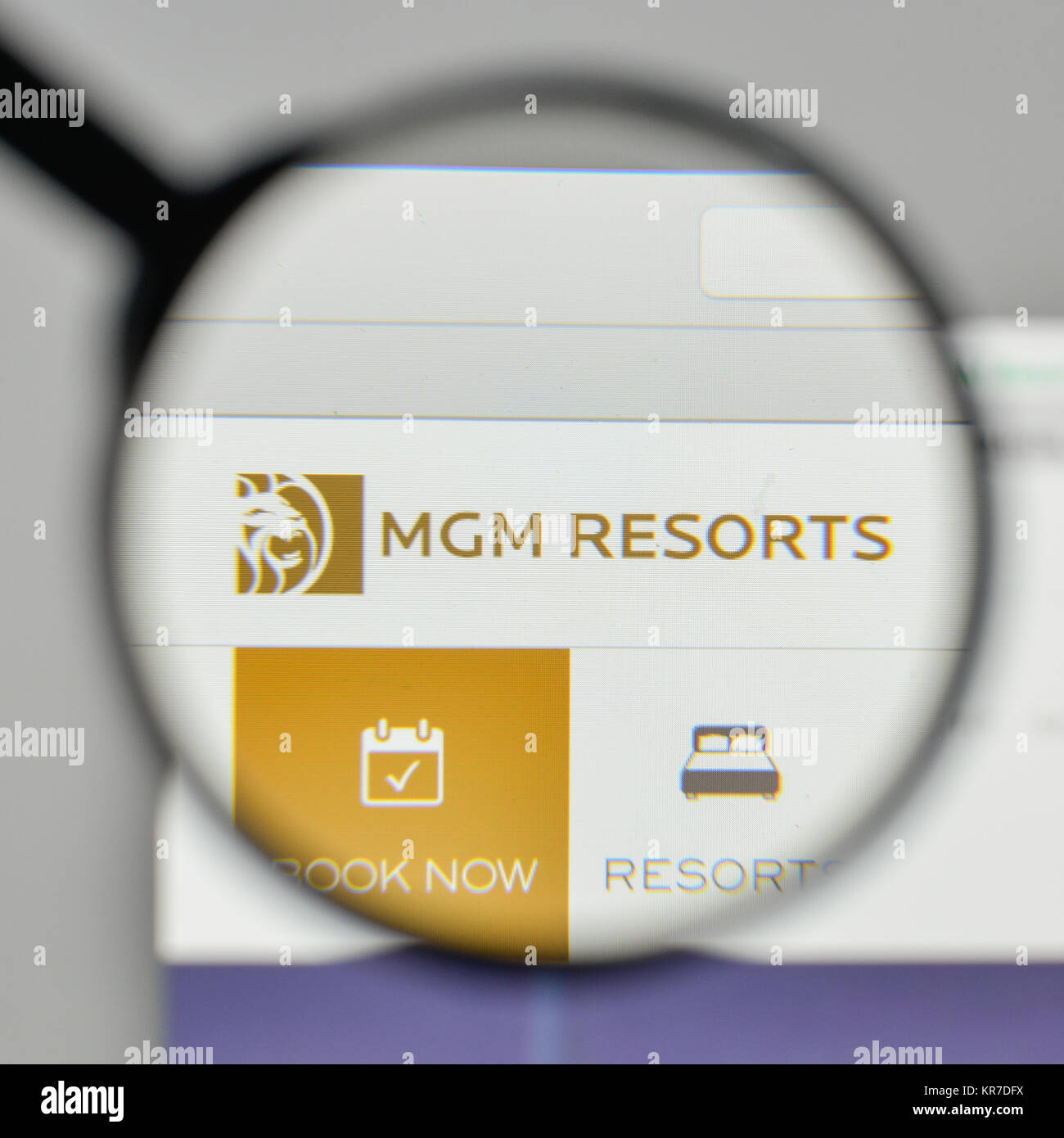 Milan, Italy - November 1, 2017: MGM Resorts International logo on the website homepage. Stock Photo
